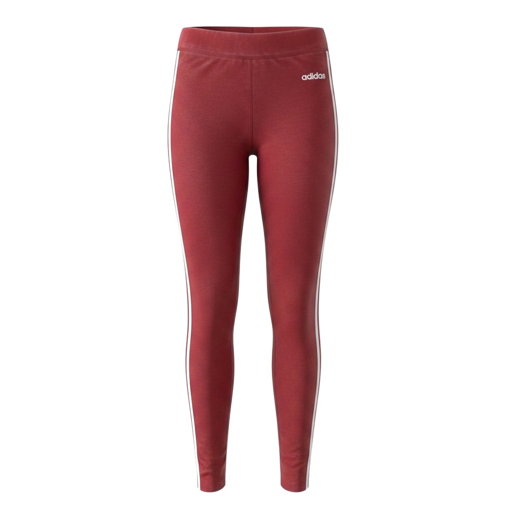 Adidas Women's Athletic Leggings Red w/White 3-stripe Size XS